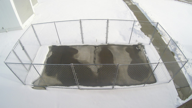 A slab of concrete demonstrates its de-icing capababilities in Omaha during a winter storm in December 2015. (Image courtesy of Chris Tuan/Lim Nguyen/University of Nebraska-Lincoln.)