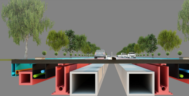AECOM plans for sewer and stormwater under the roads for Dholera, a smart city being planned between Mumbai and Delhi, India. (Image courtesy of AECOM.)
