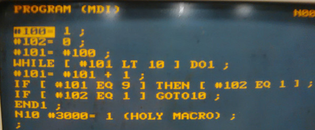 Figure 2. Macro code used to verify that your machine has the option enabled. (Image courtesy of Conestoga College Institute of Technology and Advanced Learning.)