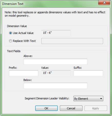 Figure 19. The Dimension Text dialog box.