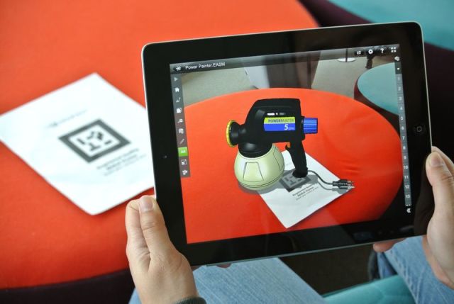 An eDrawings mobile app and AR view.(Image courtesy of SOLIDWORKS.)