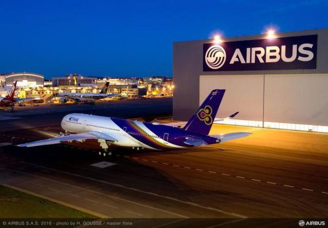 Airbus A350 XWB ordered for Thai Airways International is comprised of 52 percent CFRP parts. (Image courtesy of Airbus.)