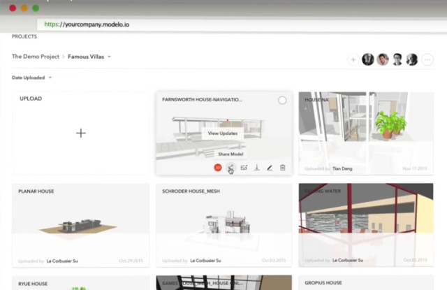 You could add all your projects to Modelo, creating a visual library of your designs. (Image courtesy of Modelo.)