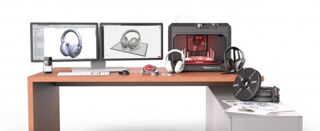 MakerBot’s professional 3D printing ecosystem featuring the Replicator+ 3D printer, MakerBot Print and Tough PLA. (Image courtesy of MakerBot.)