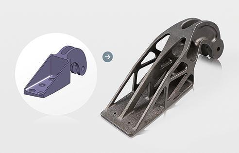 On the left, a conventional bracket design. On the right, a bracket optimized for 3D printing. (Image courtesy of Airbus Group Innovations.)