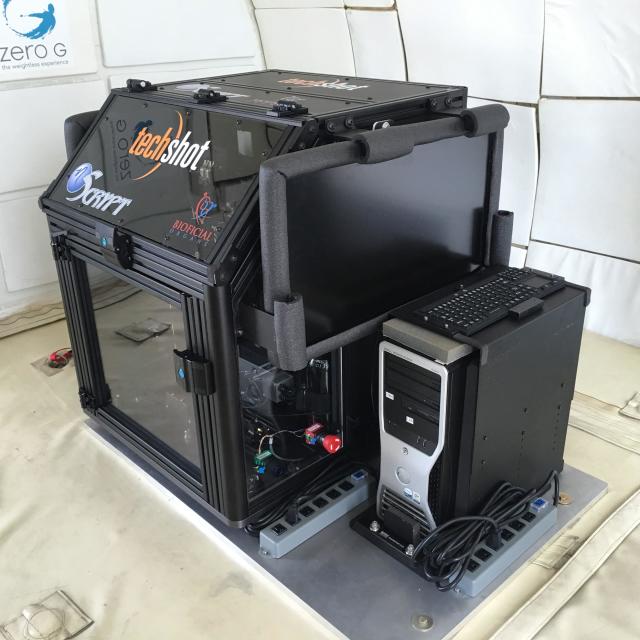 The zero gravity bioprinter aboard the Zero Gravity Corporation aircraft. (Image courtesy of Techshot.)