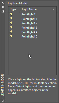 Figure 2. Lights in Model palette.