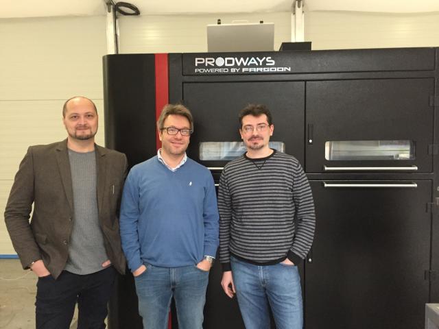 The team from Norge, working on SLS R&D for Prodways. (Image courtesy of the author.)