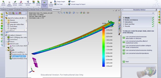 Figure 4.The UBC Sailbot team used SOLIDWORKS simulation tools to design their keel. Team members Michael Schnetzler, Greg Wong and Adrian Granchelli measured Young’s modulus for a sample of the raw material and then created simulations to determine the final design. “We have to get it built right the first time … There is no option for mid-course repairs,” said team co-captain Serena Ramley. (Image courtesy of the UBC Sailbot team.)