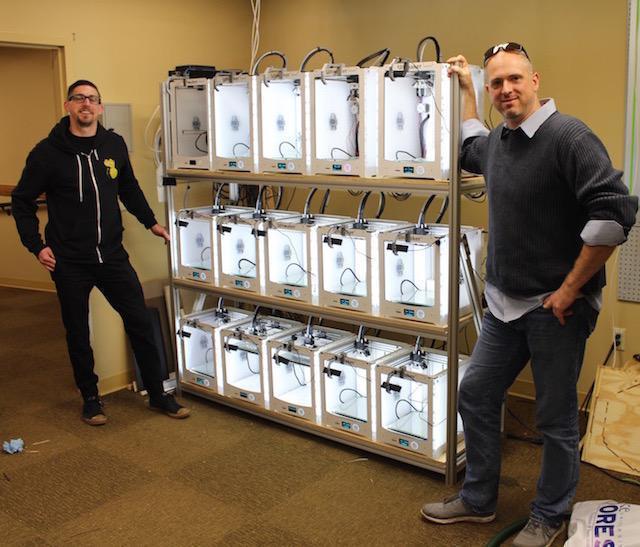 The print farm at Duke University. (Image courtesy of 3DPrinterOS.)