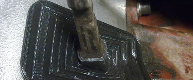 A 3D-printed clutch lever boot replacement for a 1963 Volvo station wagon made with NinjaFlex. (Image courtesy of NinjaTek.)