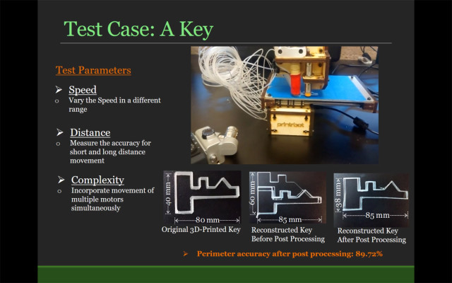 Using a Printrbot 3D printer, a recording device and their algorithms, the UCI team was able to replicate a key shape with almost 90 percent accuracy.