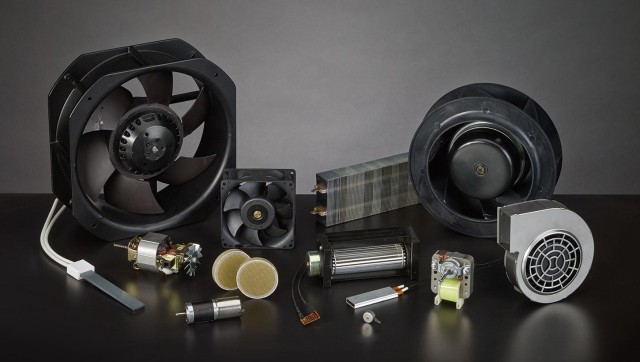 An assortment of industrial fans, blowers, heating elements and motors. (Image courtesy Pelonis Technologies.)
