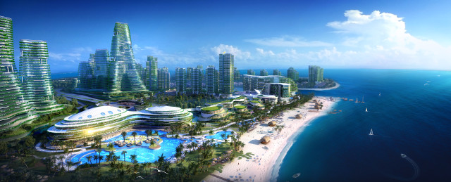 Forest City is a massive project underway in Malaysia to create a modern and green metropolis. (Image courtesy of Country Garden.)