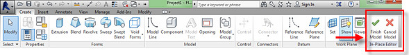 Figure 1. The In-Place Family Editor panel.