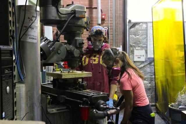USC Viterbi Students machining rocket parts at the RPL. (Image courtesy of USC RPL.)