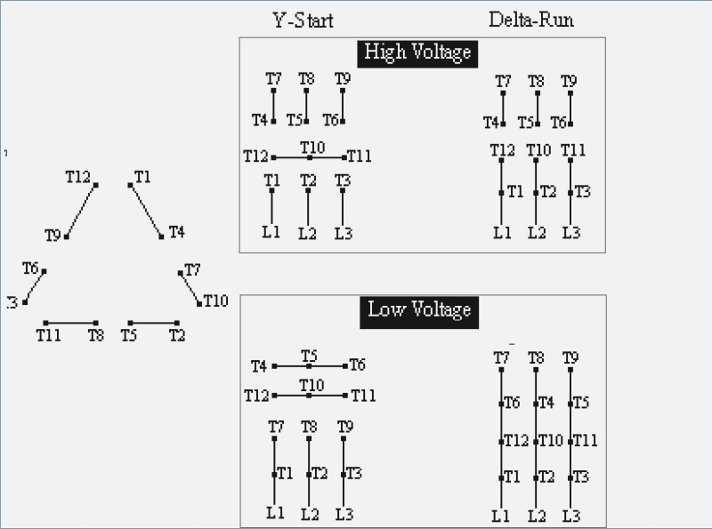 Newbie; 3 phase, 460V, 12 wire motor; what if wrong hook  