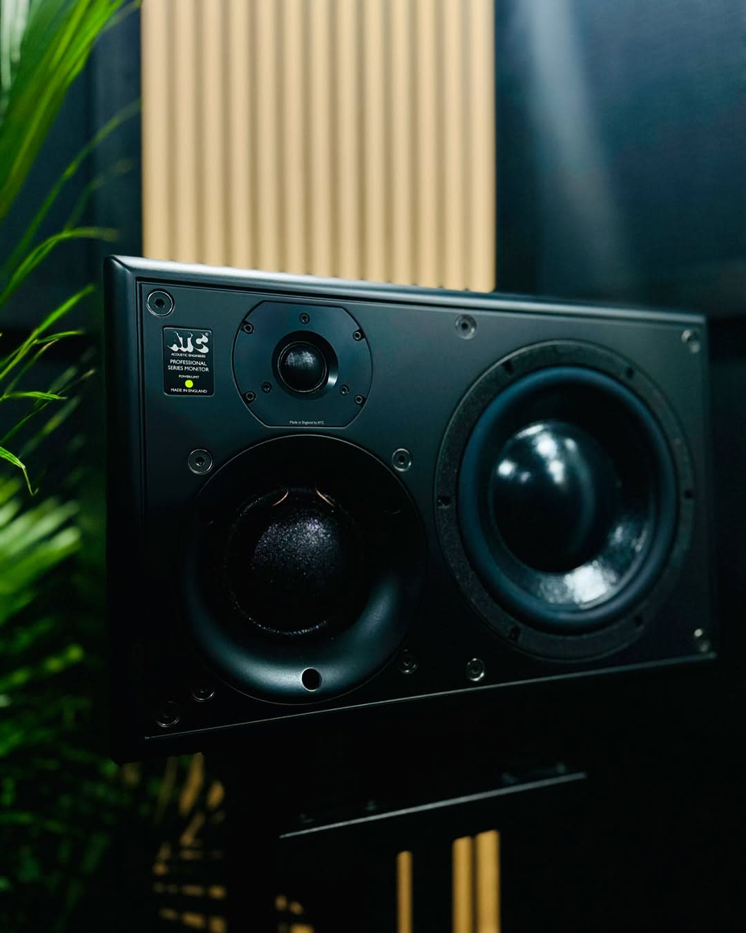 Close-up of an ATC studio monitor