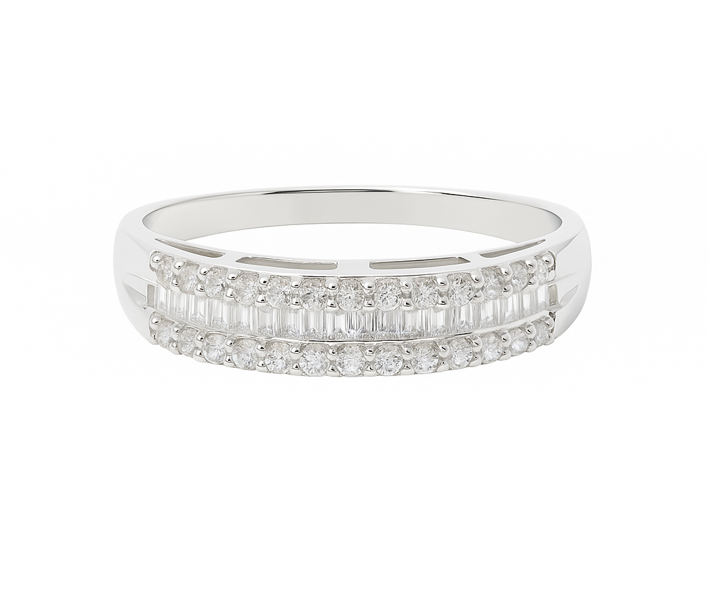 Thick Diamond Wedding Band RI00045 in White Gold