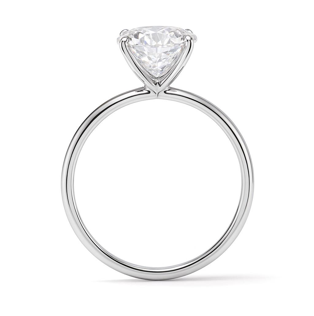 6ct Oval Moissanite Solitaire Ring RI00052 in White Gold - View 2