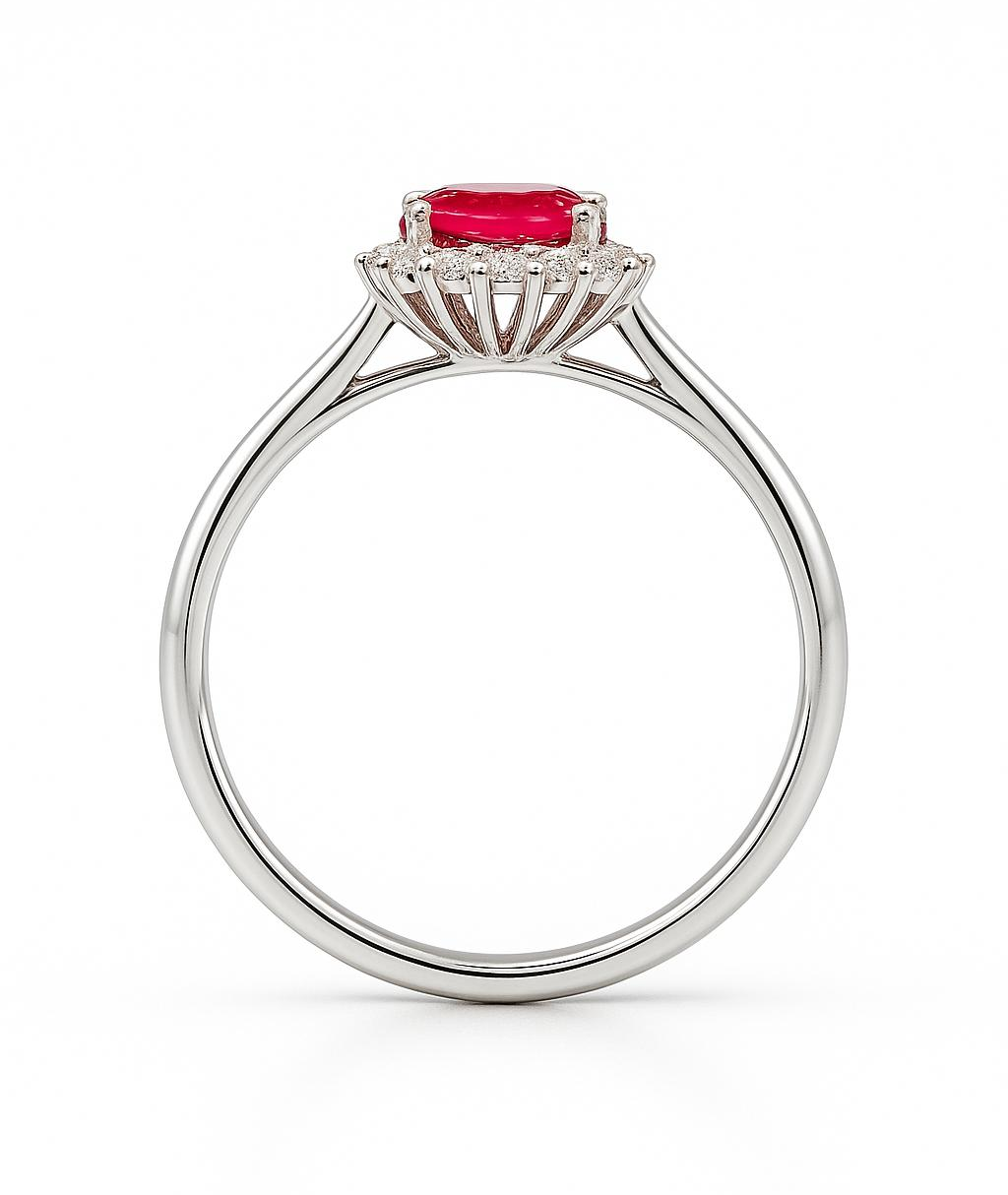 18K White Gold Diamond and Ruby Ring - View 2