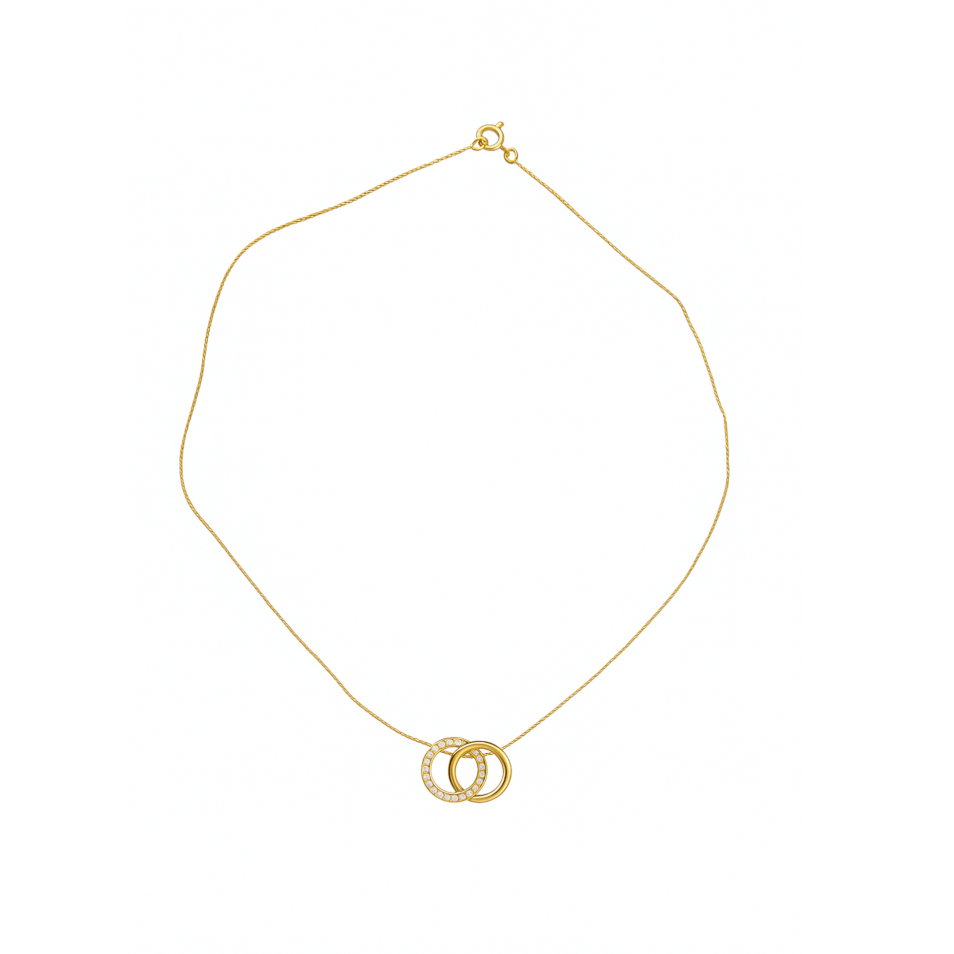 Close-up of 18k gold double bamboo pendant highlighting the polished finish
