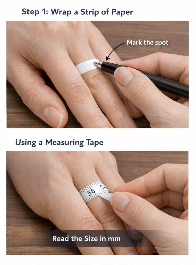 engagement ring sizing with paper