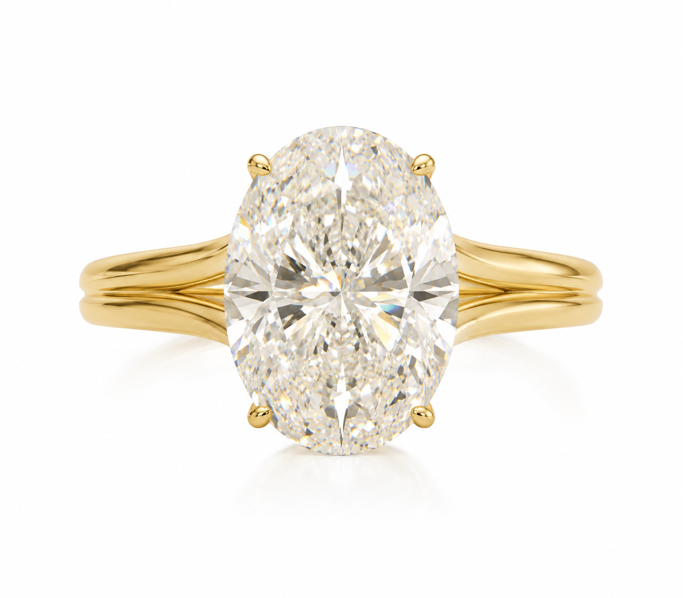 5ct oval cut diamond engagement ring with 18k gold