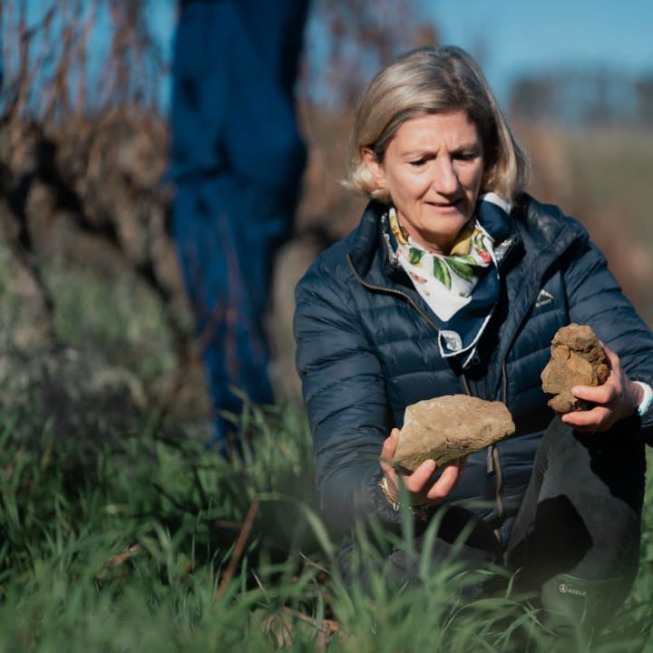 Federica Bertrand in the vineyard