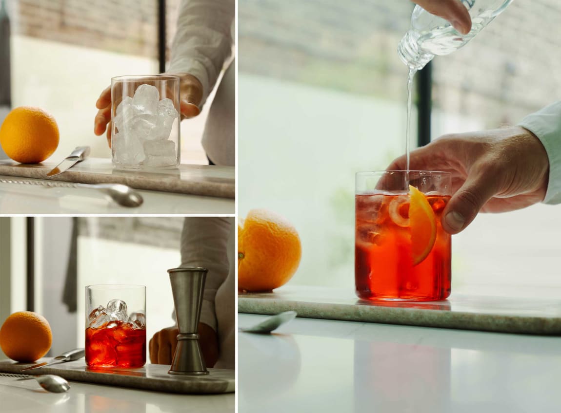 Making and Americano cocktail