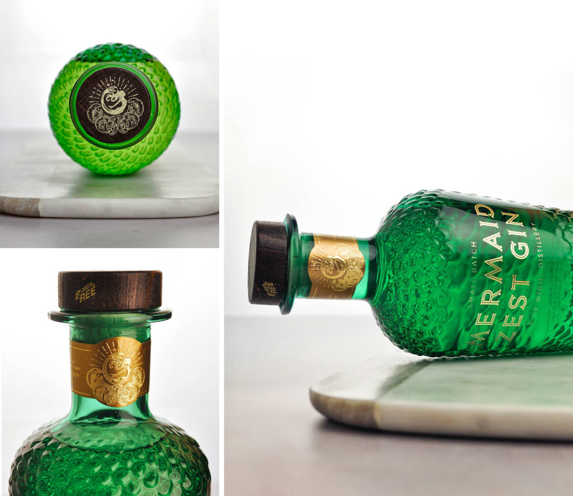 Mermaid Zest Gin bottle close up