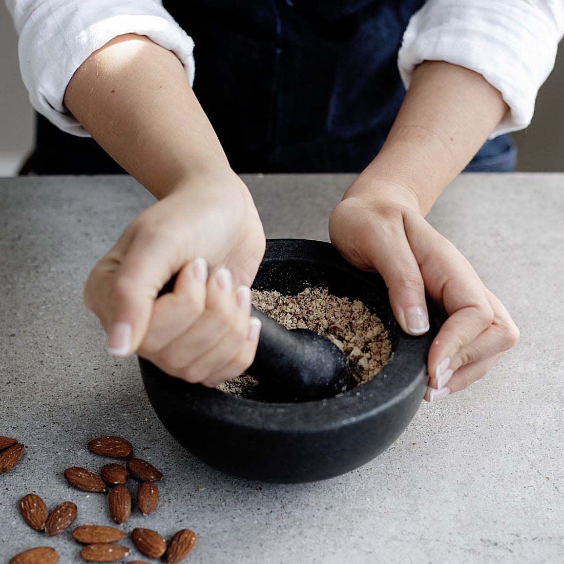 Crushing almonds Crushing almonds