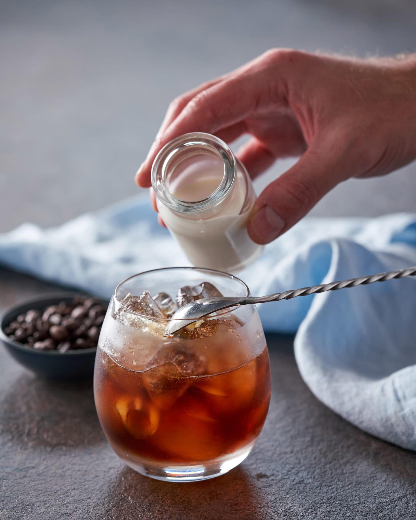 White Russian Cocktail being made White Russian Cocktail being made
