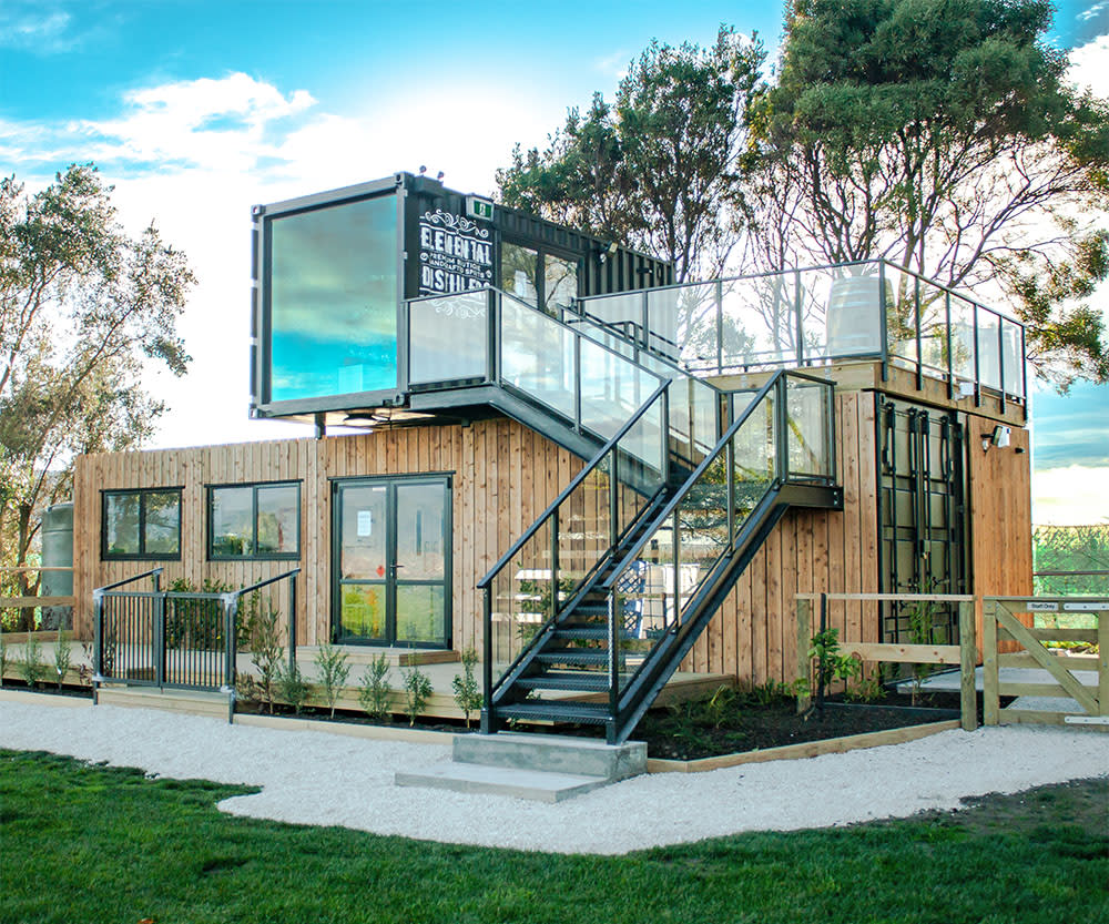 Elemental Distillery, made with containers.