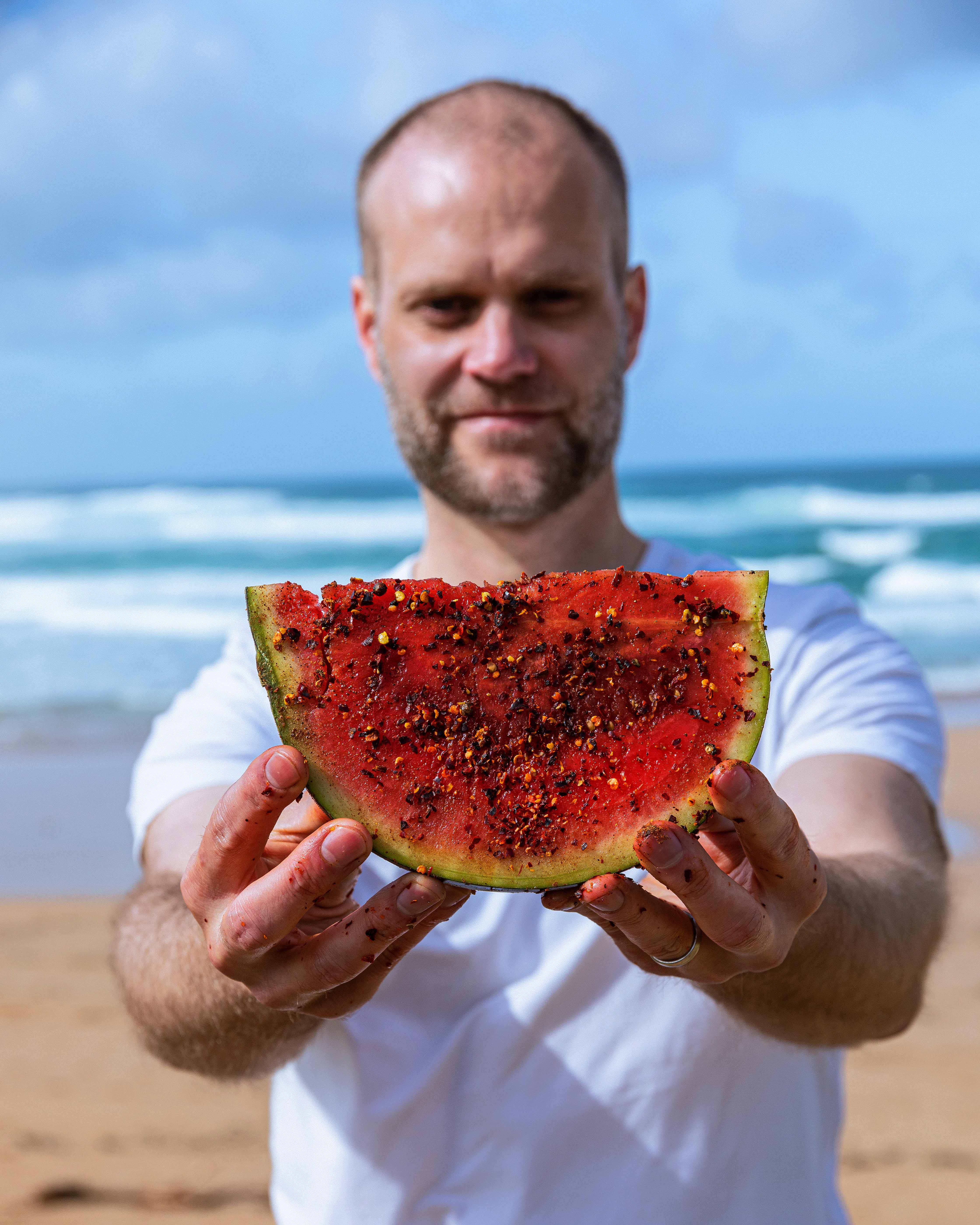 Olivier Ward with a slice of Watermelon Olivier Ward with a slice of Watermelon