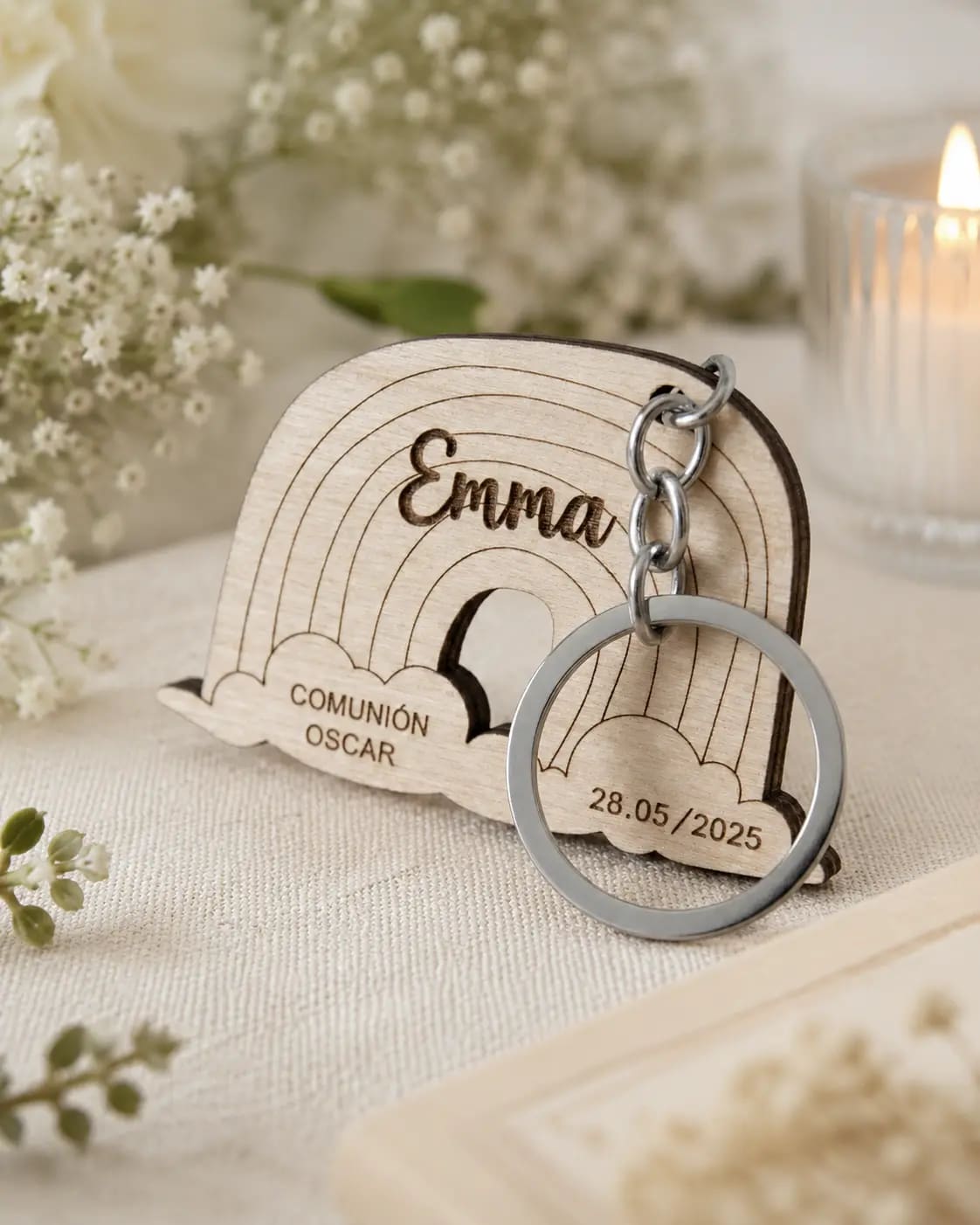 Llavero Formas personalizado para boda hecho a mano por MariArT Natural