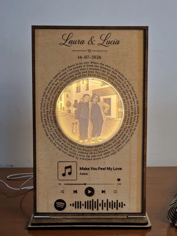 Cuadro Spotify personalizado con litofanía iluminada