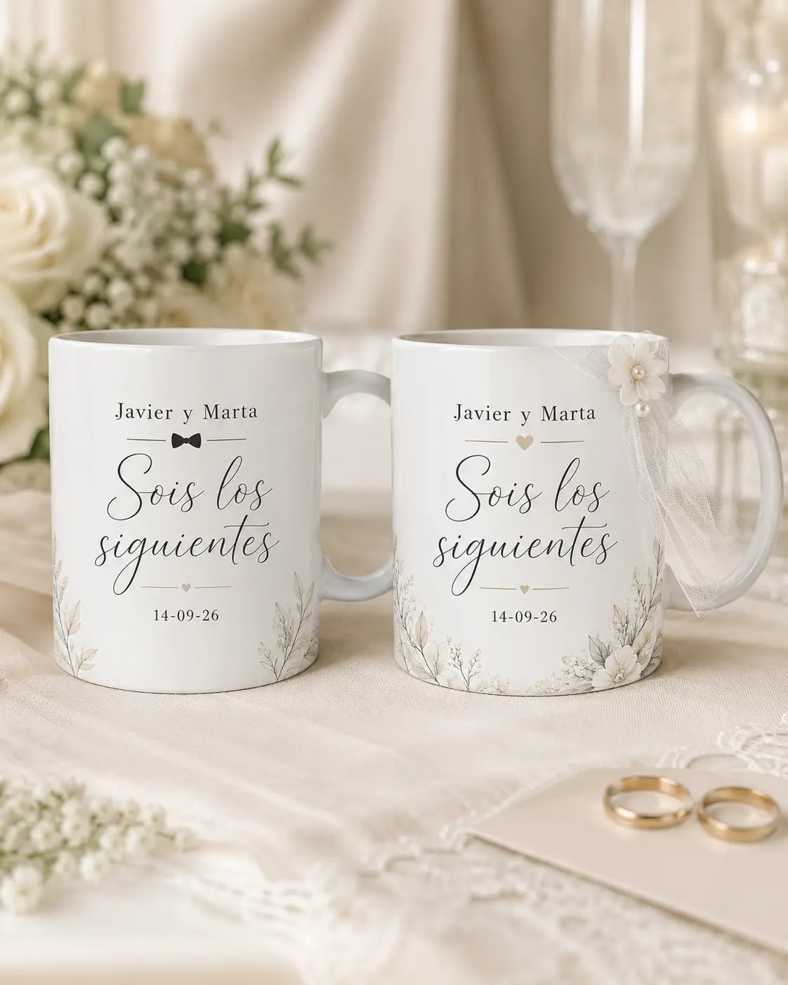 Tazas para los Siguientes personalizado para boda hecho a mano por MariArT Natural