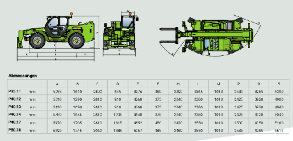 Plan technique Chariot télescopique Diesel 4T 13m Merlo P40.13