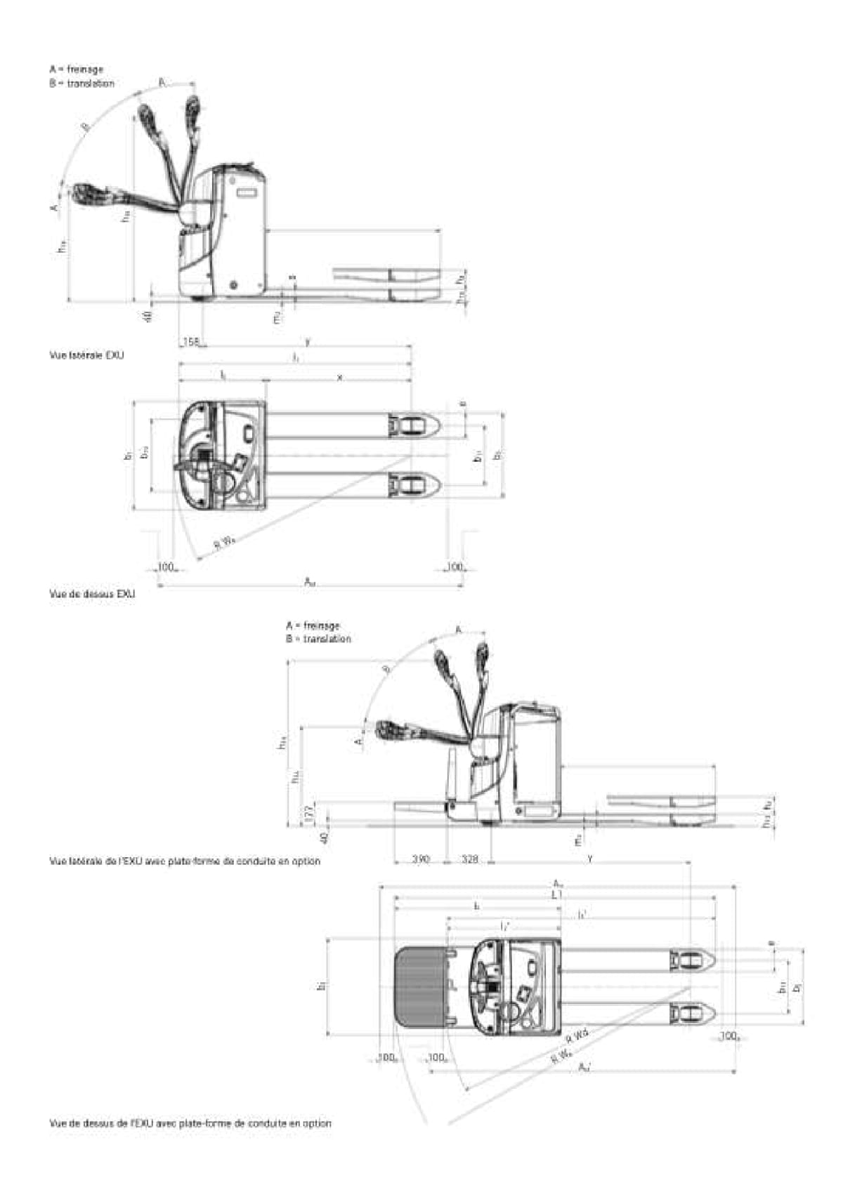 Plan technique Transpalette  2T Still EXU20