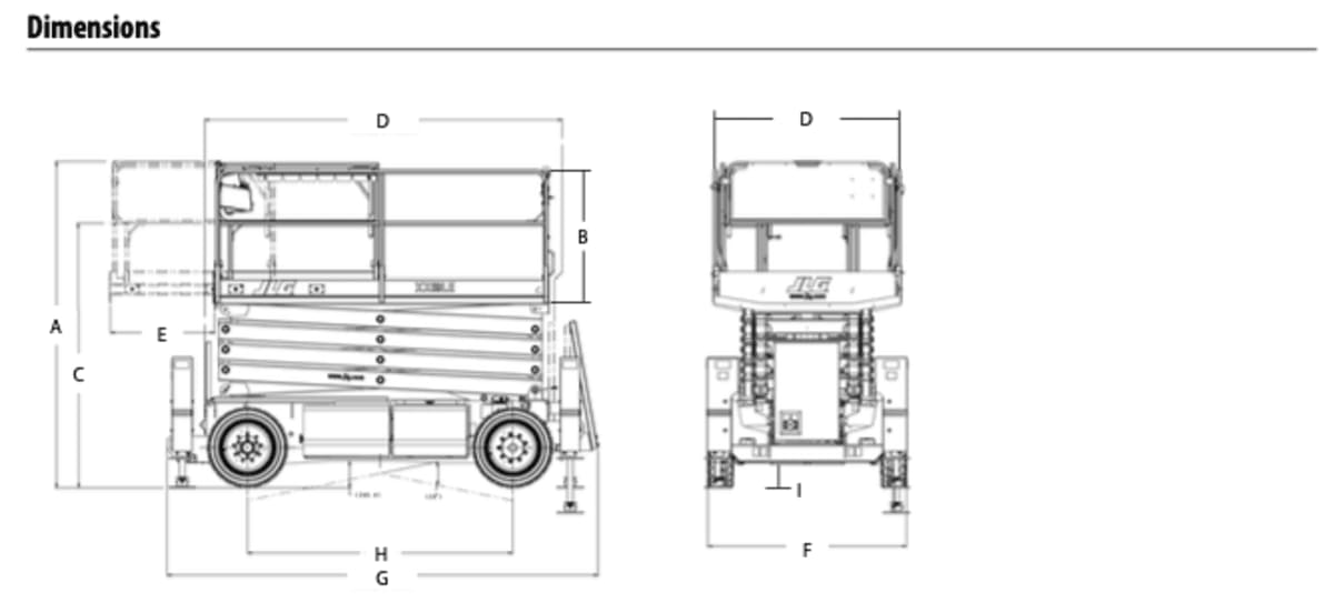 Plan technique Nacelle ciseaux Hybride 14m JLG M4069