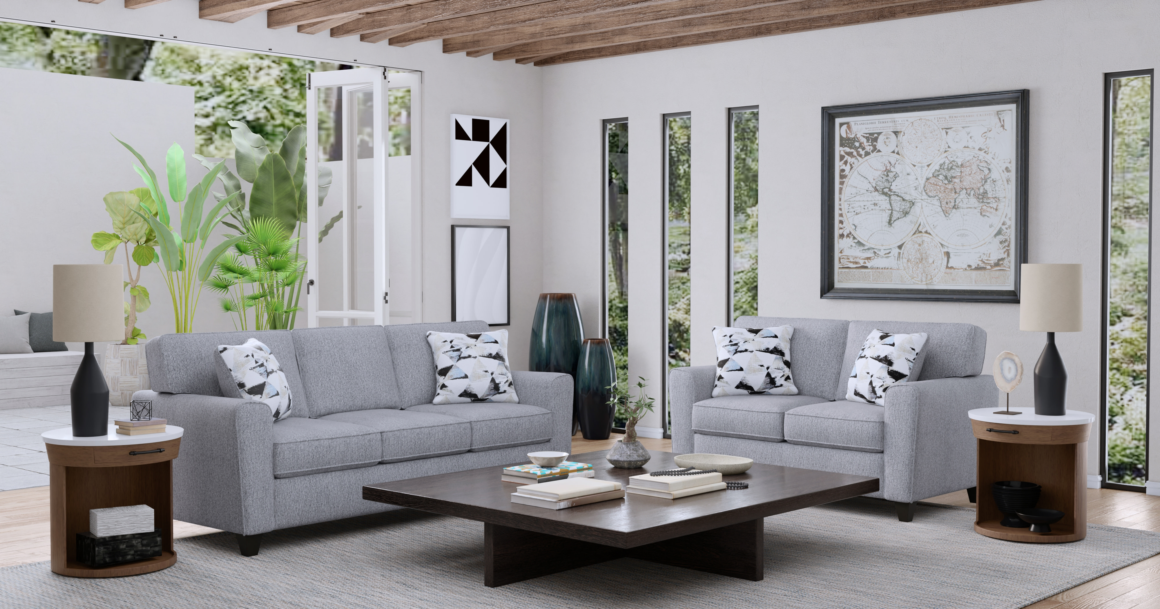 Gretna Grey Sofa and Loveseat Set American Freight