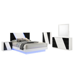 Deville White Twin LED Platform 5 Piece Bedroom Set