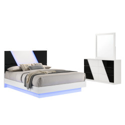 Deville White Twin LED Platform Bed 3 Piece Collection