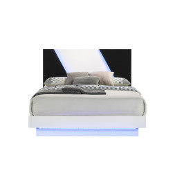 Deville Black/White Queen Bed with Lights