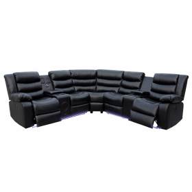 Jovi Black 3-Piece Power Reclining Sectional Set with LED Lighting & Bluetooth Subwoofer