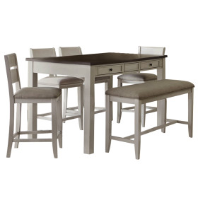 Kyle White 6 piece Counter Height Dining Set with Bench