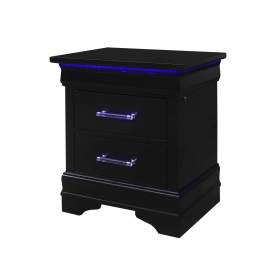 Charlie Black Nightstand with LED Lighting