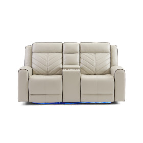 Optima Ivory Reclining Loveseat with LED