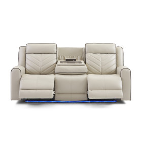 Optima Ivory Reclining Sofa with LED